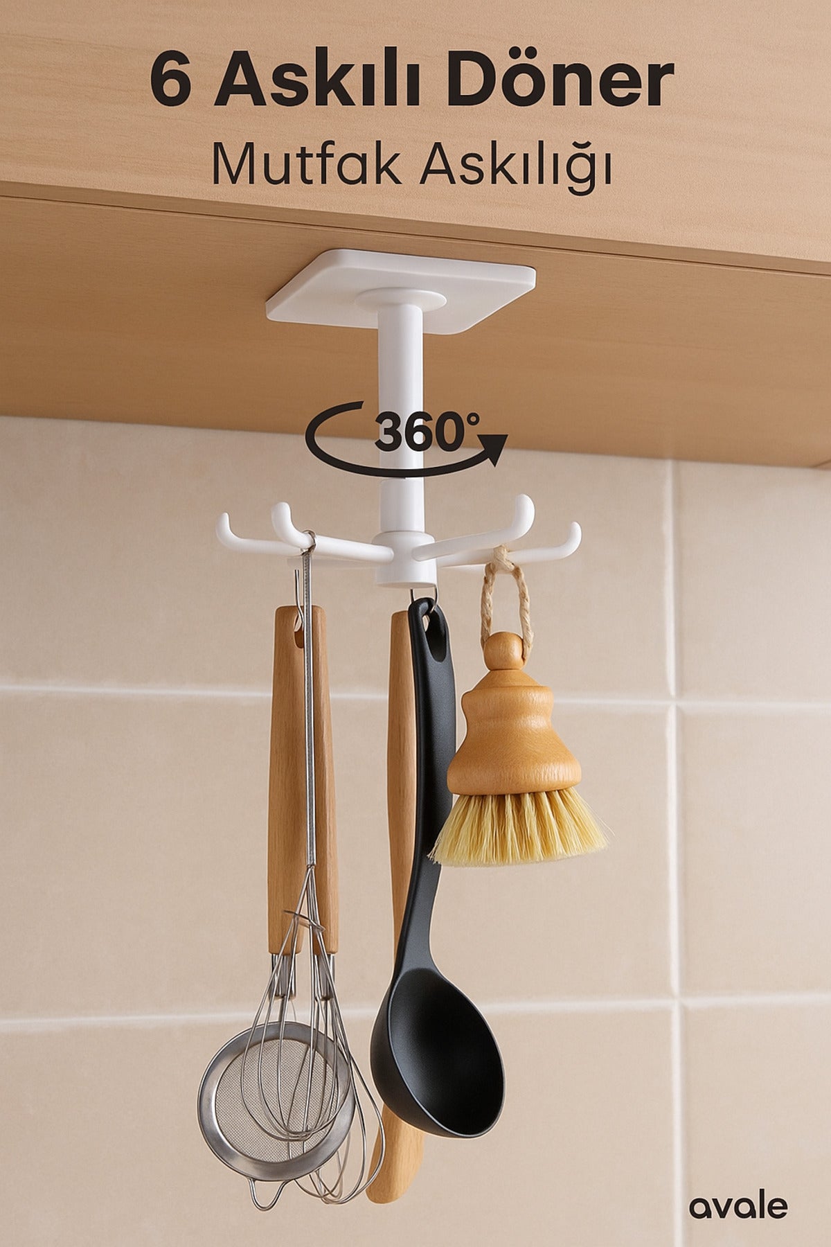 Viva Home 360° Dönebilen Mutfak Askısı 6 Kancalı