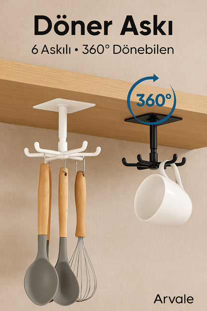 Viva Home 360° Dönebilen Mutfak Askısı 6 Kancalı